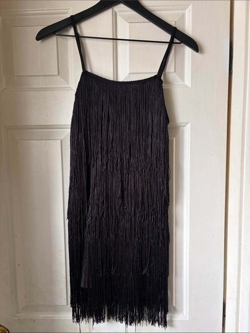 Fashion Nova Black Fringe Slip Dress